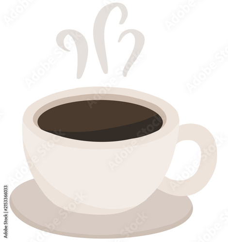 morning hot black coffee in a cup hand drawn illustration