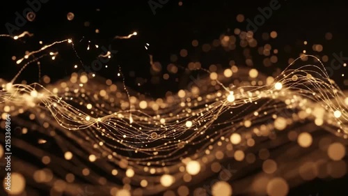 Golden Glitter Wave Particle Motion Background 4K Video
