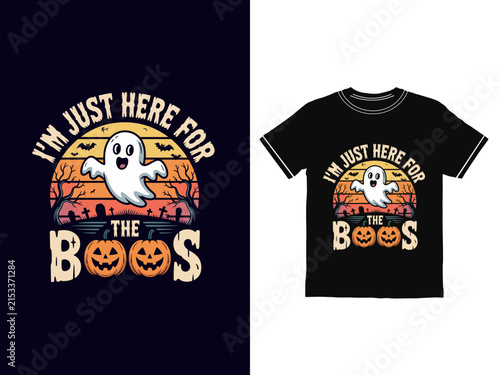 Fotografie Funny halloween ghost tshirt design with pumpkin boos pun