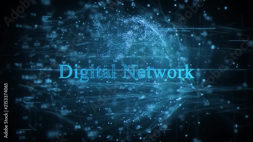 Digital Network concept with digital globe hud interface and global marketing network