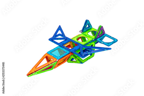 Фотография Colorful Abstract Geometric Three Dimensional Shape on White