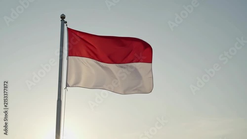 Indonesian national flag waving on a flagpole 4K Video