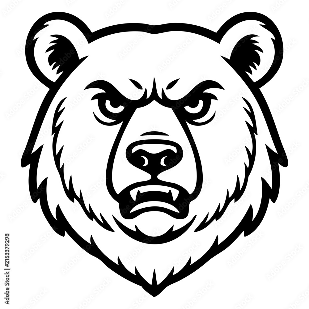 Obraz premium Icono con dibujo sencillo con líneas de la cabeza de un oso pardo enojado