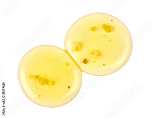 Garlic Slices with Infused Oil Isolated on White
