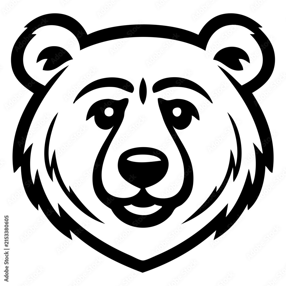 Obraz premium Icono con dibujo sencillo con líneas de la cabeza de un oso pardo simpático 