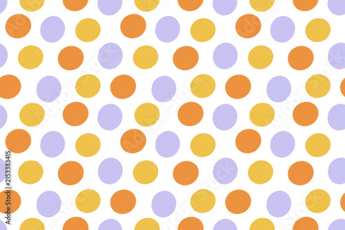 Colorful Pastel Polka Dot Seamless Pattern with Yellow Orange Lavender Circles on White Modern Background