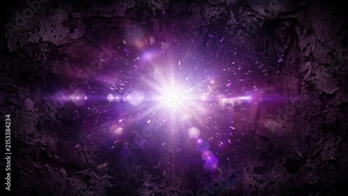 Obraz na płótnie Vibrant Purple Starburst with Lens Flares and Cosmic Dust.