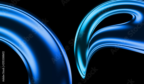 Iridescent glass shape, 3d render, abstract glass waves, blue light reflections, sleek flowing glass background