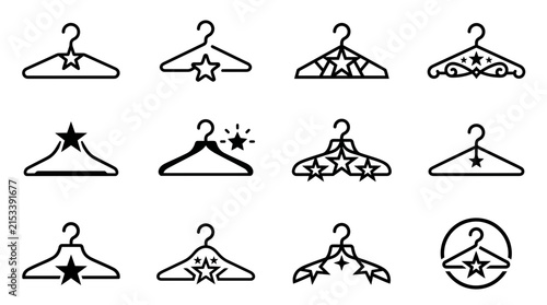 Decorative clothes hanger icons for premium fashion branding.