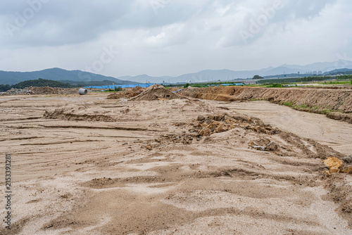 Large earthwork civil engineering construction site