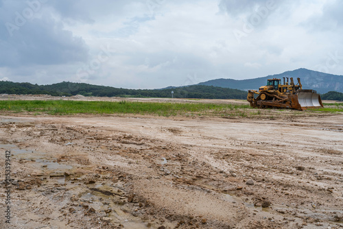 Large earthwork civil engineering construction site