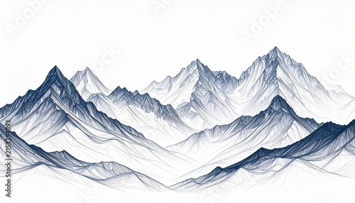 Mountain Range Landscape Illustration Peaks.