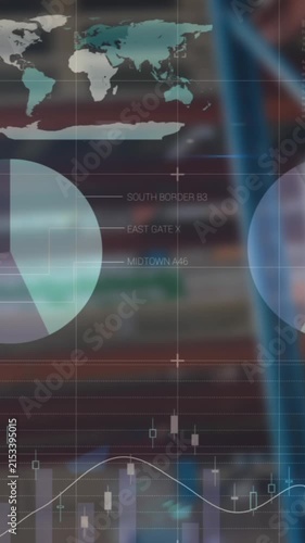 Animation of financial data and graphs over warehouse