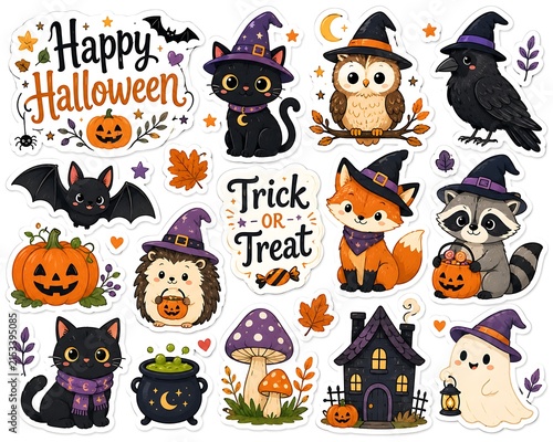 Halloween Cute Animals Sticker Bundle