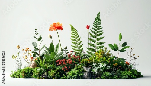 Vibrant colorful plants and flowers arrangement.