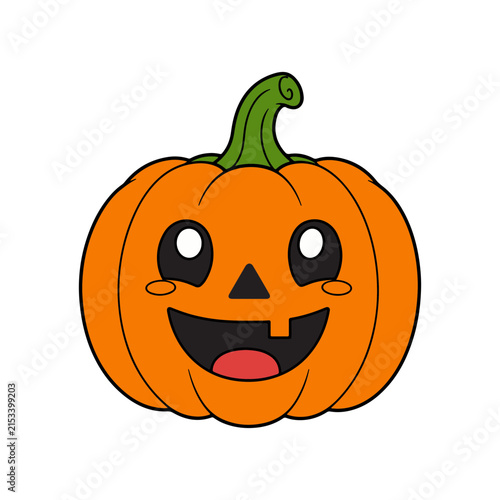 Cute cartoon jack o lantern pumpkin illustration for Halloween holiday design elements