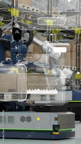 Animation of diagrams and data processing over machines working in warehouse