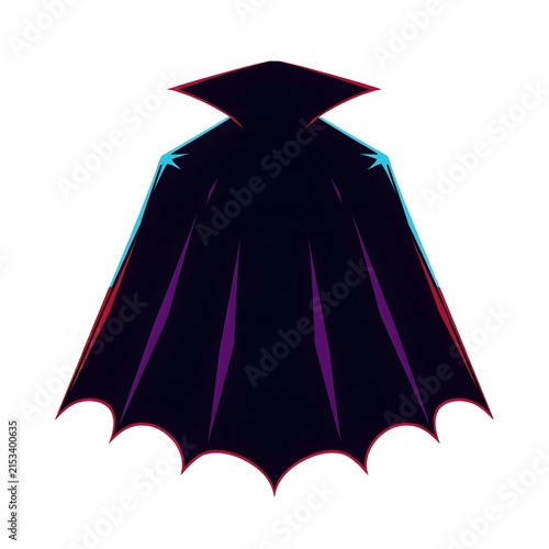 Neon Vampire Cape Halloween Icon with Glowing Gothic Design