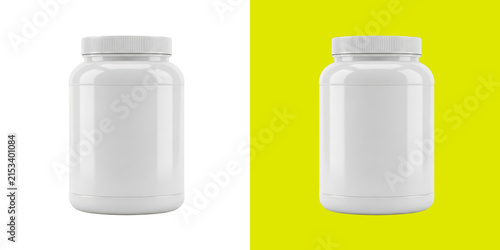 Blank White Plastic Supplement Jar Container 3D Mockup Image png