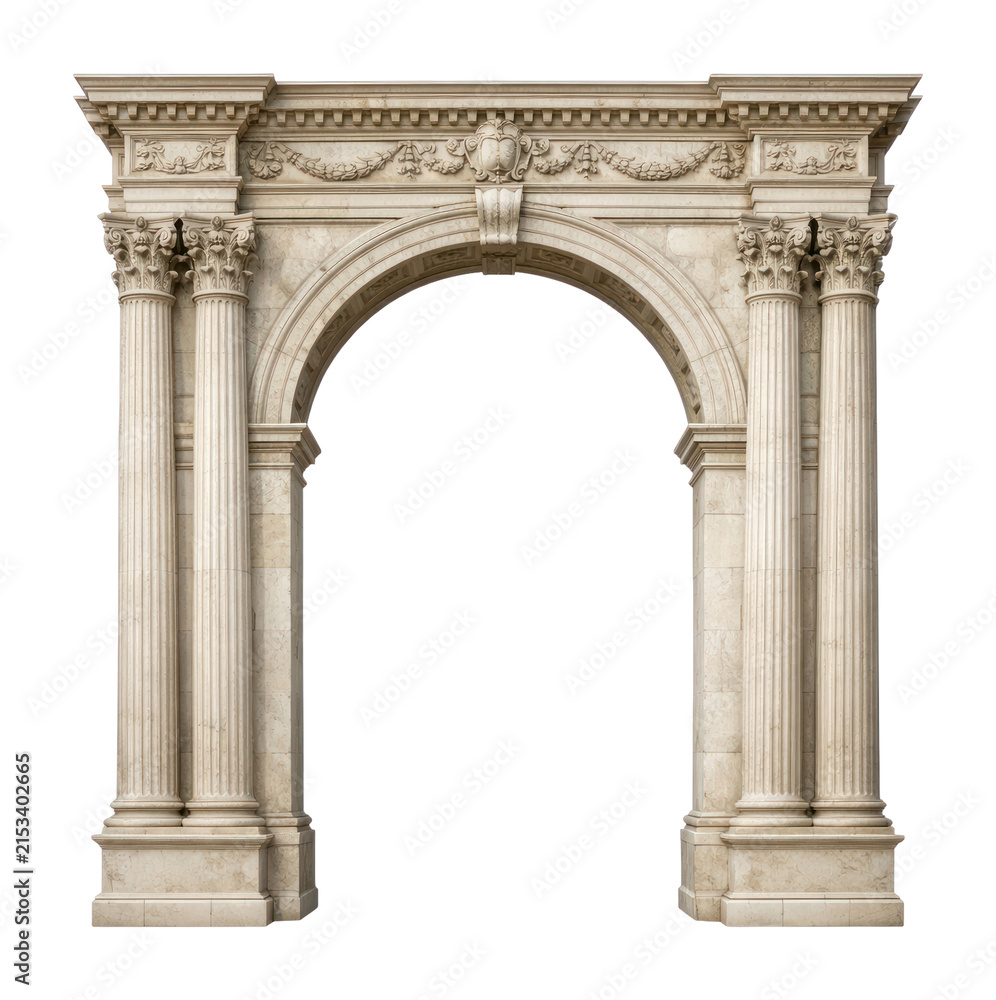 Fototapeta premium PNG Classic marble arch with ornate columns and elegant details