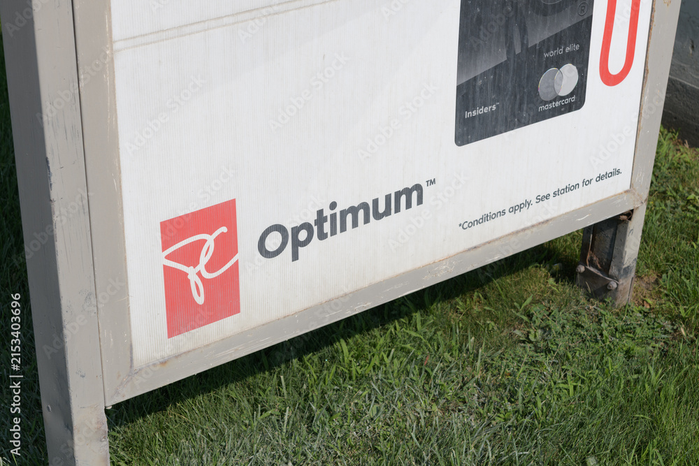 Fototapeta premium detail of a sign with PC Optimum logo, a Loblaw Companies Limited’s loyalty program in Toronto