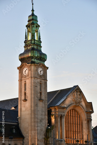 Luxembourg Central Station Clock Tower Detail Portrait