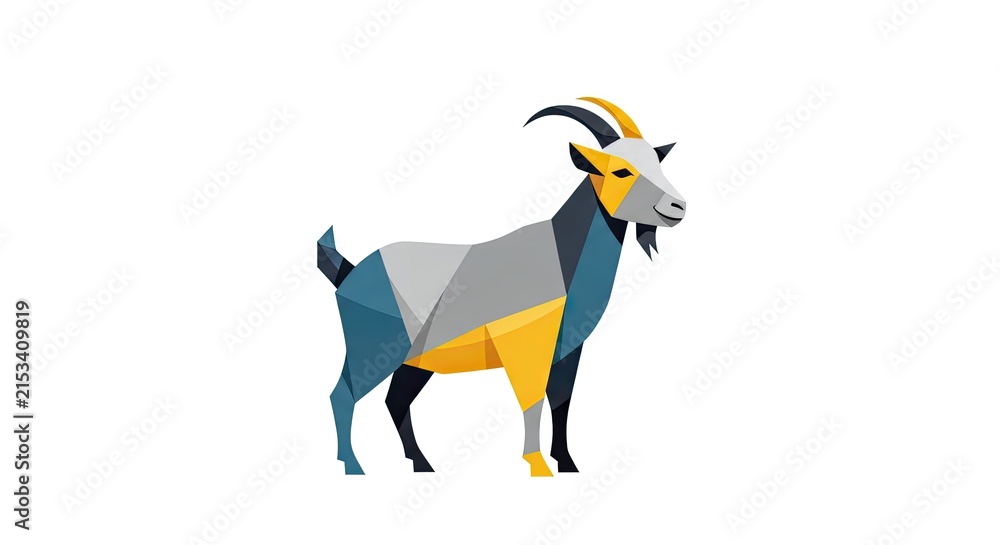 Fototapeta premium Geometric Abstract Goat Illustration on White Background for Modern Design Projects