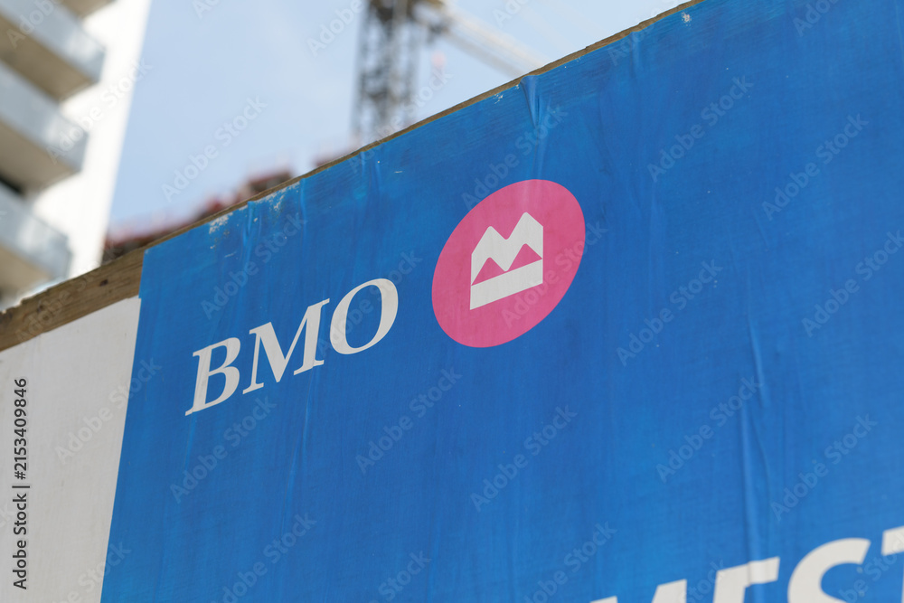 Fototapeta premium faded poster with BMO and logo in Toronto