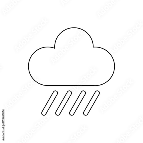 Rain cloud icon with falling droplets in line art style