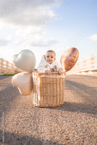 girl with a basket of flowers