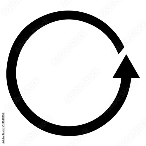 Foto Circular arrow icon representing refresh reload or repeat action in black outlin