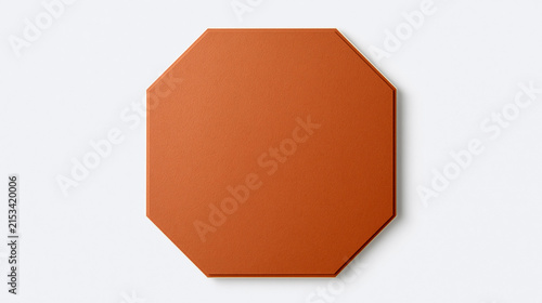 Orange Octagon Paper Sign Isolated on White Background