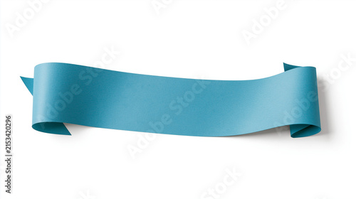 Turquoise Wavy Paper Ribbon Isolated on White Background