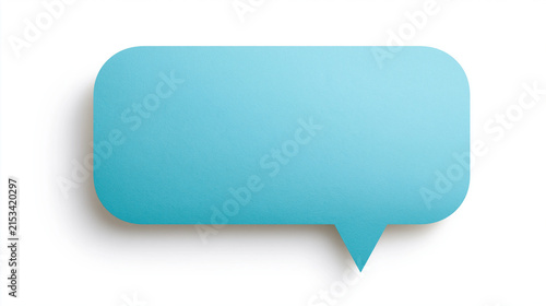 Turquoise Paper Speech Bubble Isolated on White Background