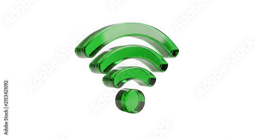 Green recycling symbol on white background