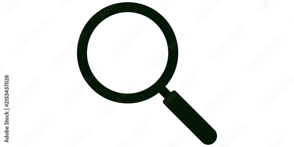 Fototapeta premium Black magnifying glass icon symbol for search and discovery tasks.