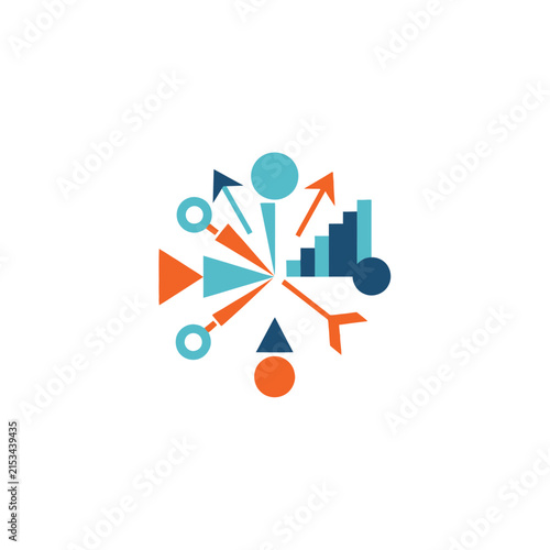 Abstract Business Infographic Element with Arrows Charts and Geometric Growth Symbols