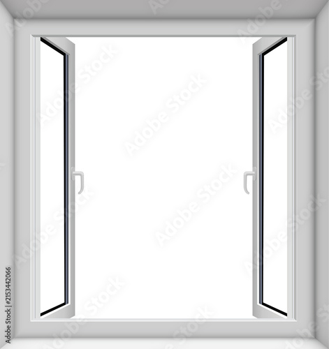 open window on white background