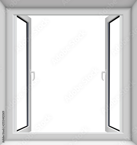 open window on white background