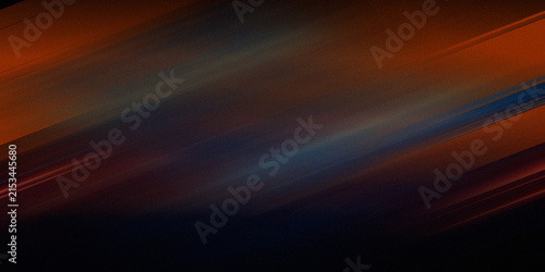 Diagonal motion blur abstract background with orange and blue light streaks and texture.