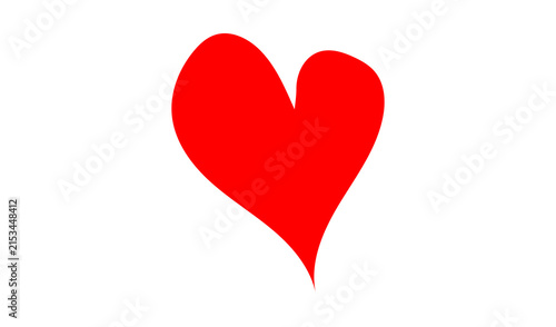 Obraz na płótnie Red Heart Shape Icon, Simple Love Symbol on White Background, Romantic Valentine