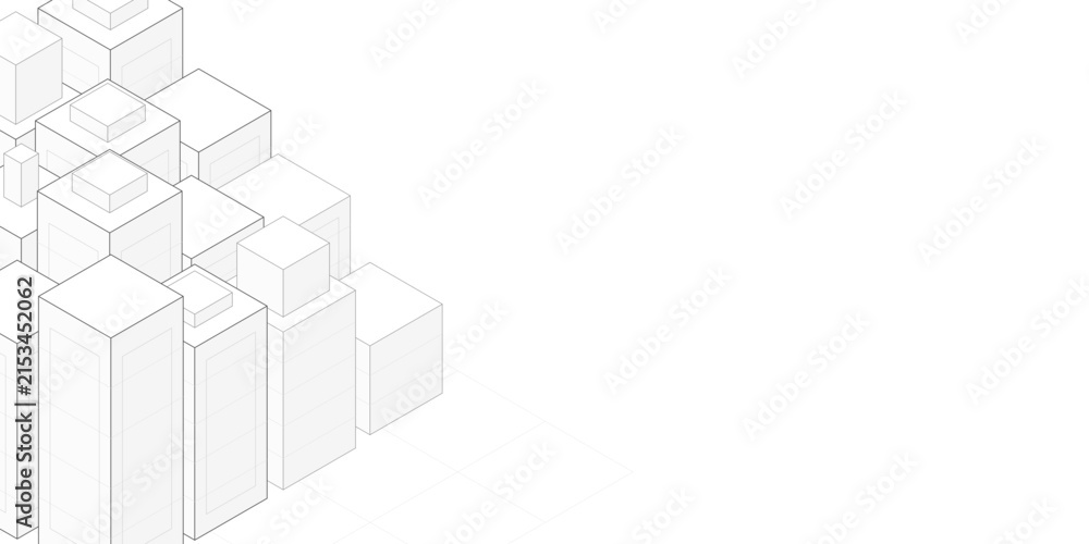 Fototapeta premium Polished soft white isometric background. Geometric vector illustration built from geometric cube structures and abstract cubes. Trendy design for web design, packaging and branding.