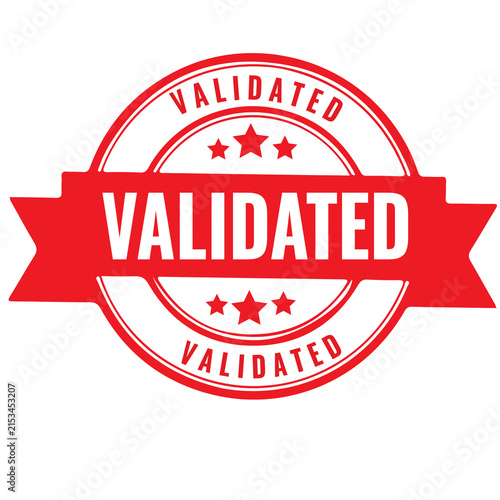 Red validated stamp sign with grunge texture
