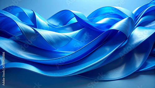 Flowing blue silk fabric with elegant draping.