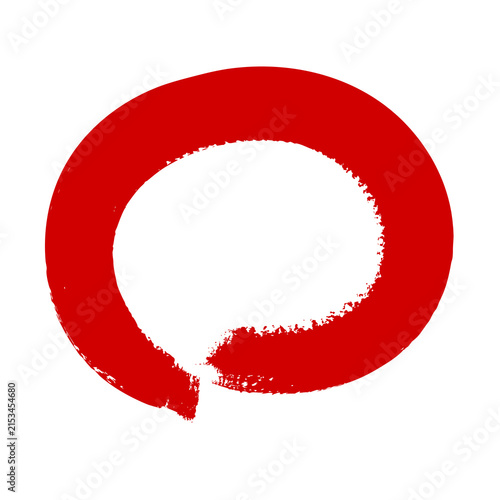Fotografie Red brush stroke circle on transparent background illustrating zen, spirituality