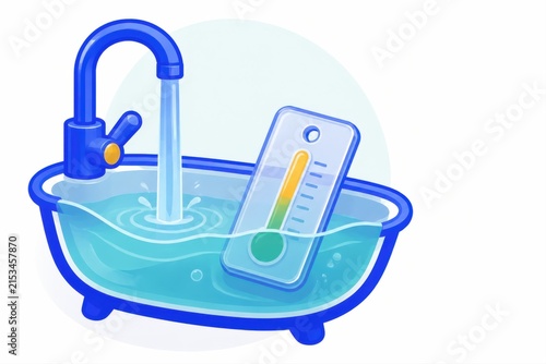 Warm bath temperature control with faucet and thermometer