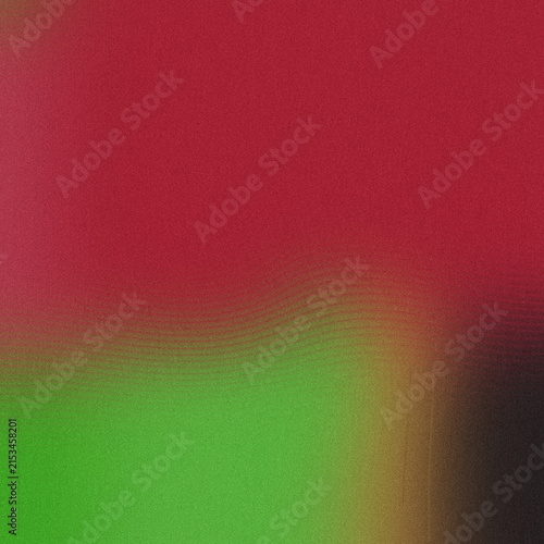 Quadro su tela Granular crimson and electric lime diffusion, a horizontal atmospheric blend with subtle wavy micro-lines, transitioning into an enigmatic dark ochre corner, perfect for dynamic digital backgrounds