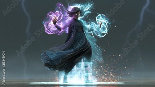 Magical Dancer Controlling Blue And Purple Energy
