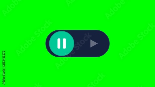 Animated media player play and pause button toggle switch on green screen