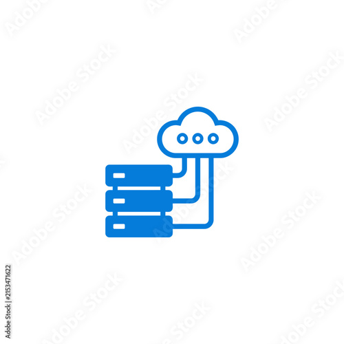 A blue icon representing cloud computing and server data storage